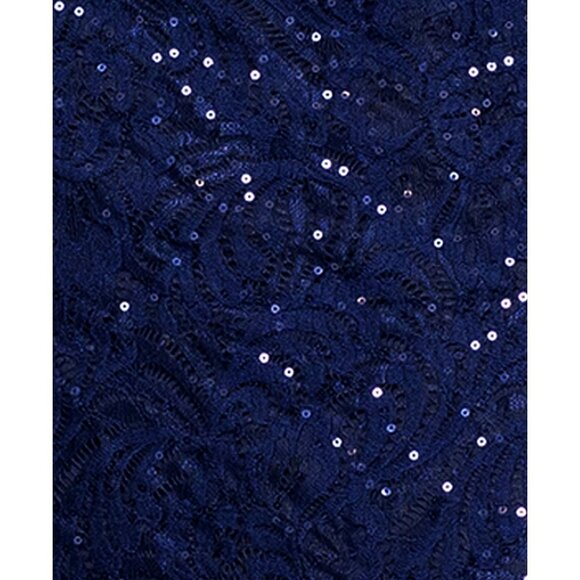 Xscape Petite Off-the-Shoulder Lace Evening Gown – Navy – Size 10P NWT - Picture 3 of 5